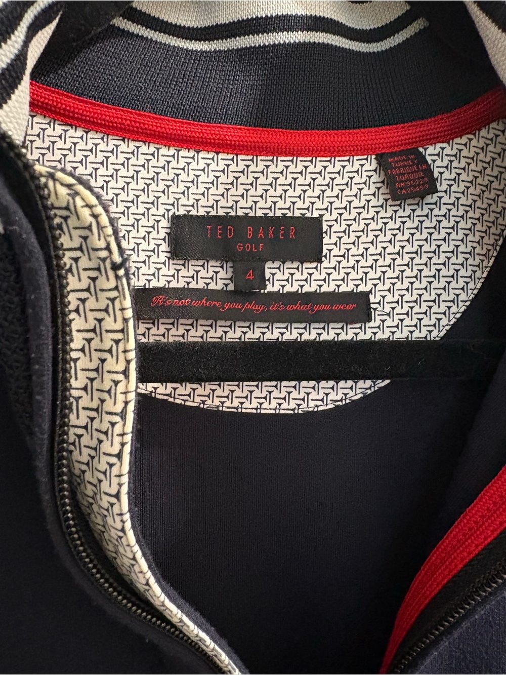 Ted Baker Navy Top with Red Logo Accents
